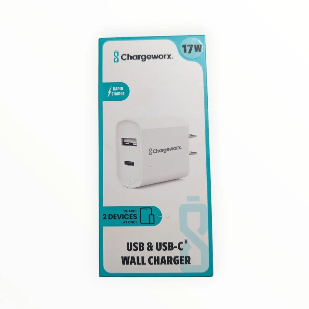 D6-O Chargeworx - USB & USB-C Rapid Wall Charger - White‎ 17w
